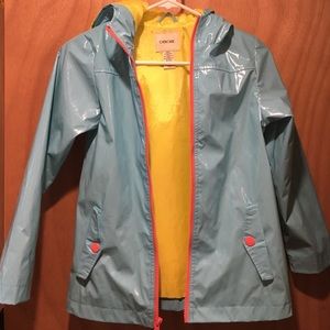 Hooded light Blue rain coat